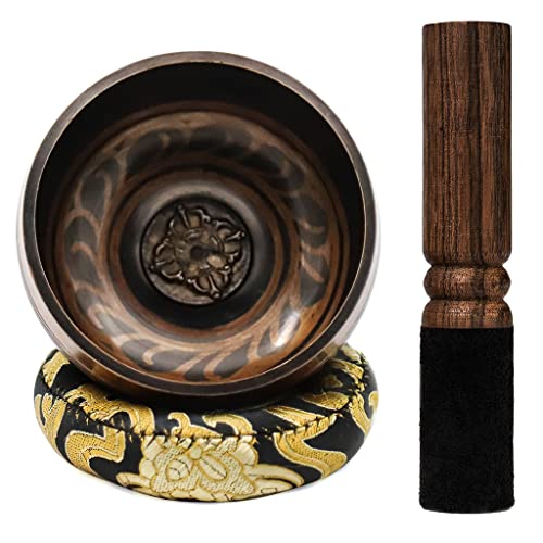 HASTHIP Singing Bowl, 3.74 Inch Tibetan Prayer Instrument with Wooden Stick and Silk Cushion, Sound Bowl Meditation Bowl for stress relief and meditation music HASTHIP Singing Bowl, 3.74 Inch Tibetan Prayer Instrument with Wooden Stick and Silk Cushion, Sound Bowl Meditation Bowl for stress relief and meditation music